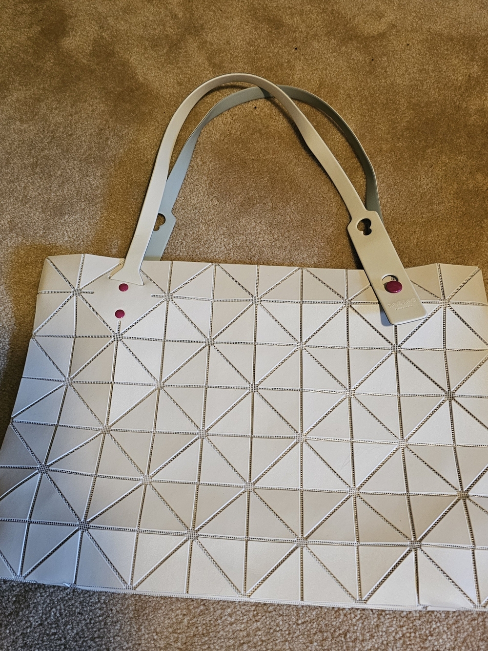 Bao Bao Geometric Panel White Tote Bag with Top Handles